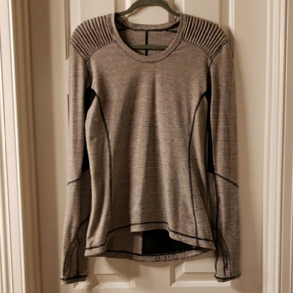 lululemon athletica Tops - Striped Long Sleeve Top With Back Pocket, Thumbholes, Reflective Sleeves (M)